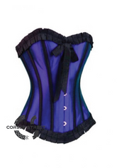 Royal Blue Satin Gothic Retro Burlesque Bustier Waist Training Overbust Plus Size  Corset Costume